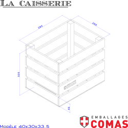 Caisse 40x30cm, hauteur 33,5cm