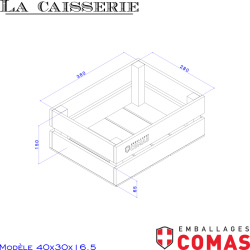 Caisse 40x30cm, hauteur 16,5cm