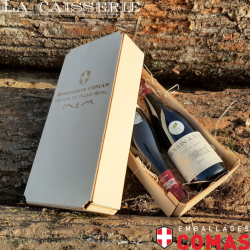 Coffret en bois sans agrafe pour 2 bouteilles