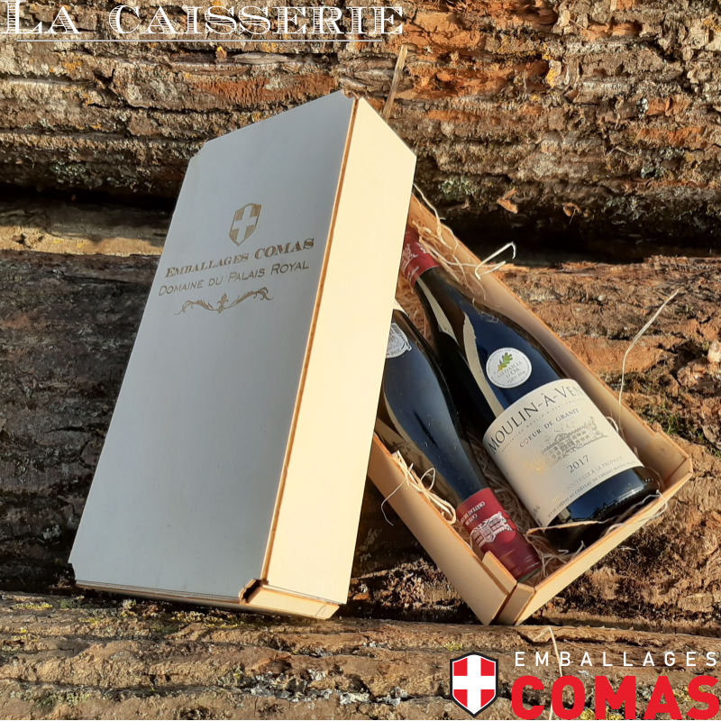 Coffret en bois sans agrafe pour 2 bouteilles