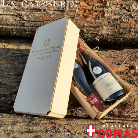 Coffret en bois sans agrafe pour 2 bouteilles