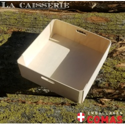 Plateau plein collé 30x30cm hauteur 10cm avec poignées