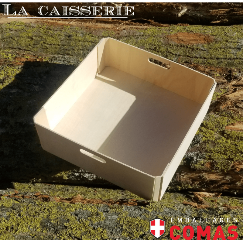 Plateau plein collé 30x30cm hauteur 10cm avec poignées