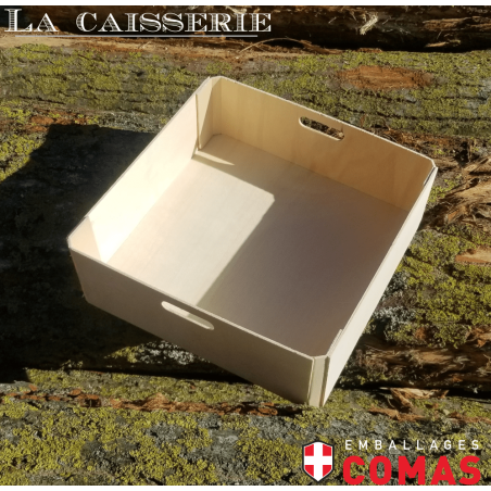 Plateau plein collé 30x30cm hauteur 10cm avec poignées
