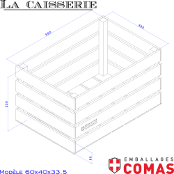 Caisse 60x40cm, hauteur 33,5cm