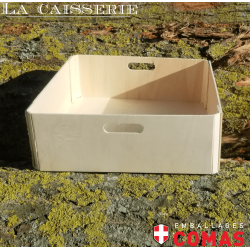 Plateau plein collé 30x30cm hauteur 10cm avec poignées